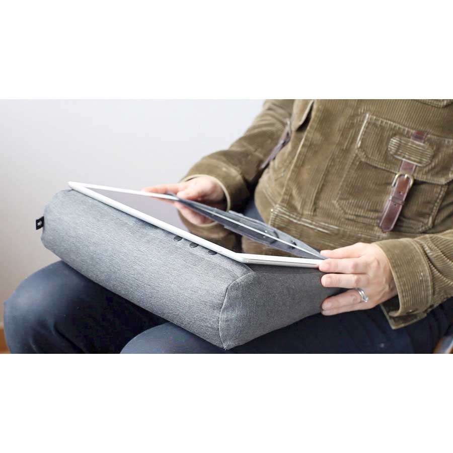 Kneck™ Travel Pillow 3-in-1. Comfort Plus. Resekudde för laptop, surfplatta & nacke - Salt & Pepper Grå kudde. 33x28x10 cm. Bomullsmix - 3