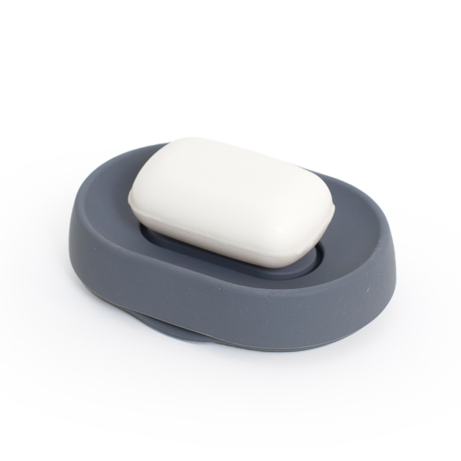 Tvålfat Soap Saver Flow PLUS. Oval - Grafitgrå. 14x10x3,5 cm. Silikon