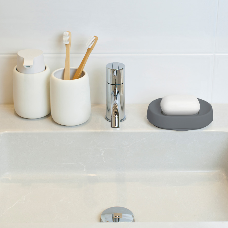Tvålfat Soap Saver Flow PLUS. Oval - Grafitgrå. 14x10x3,5 cm. Silikon - 3