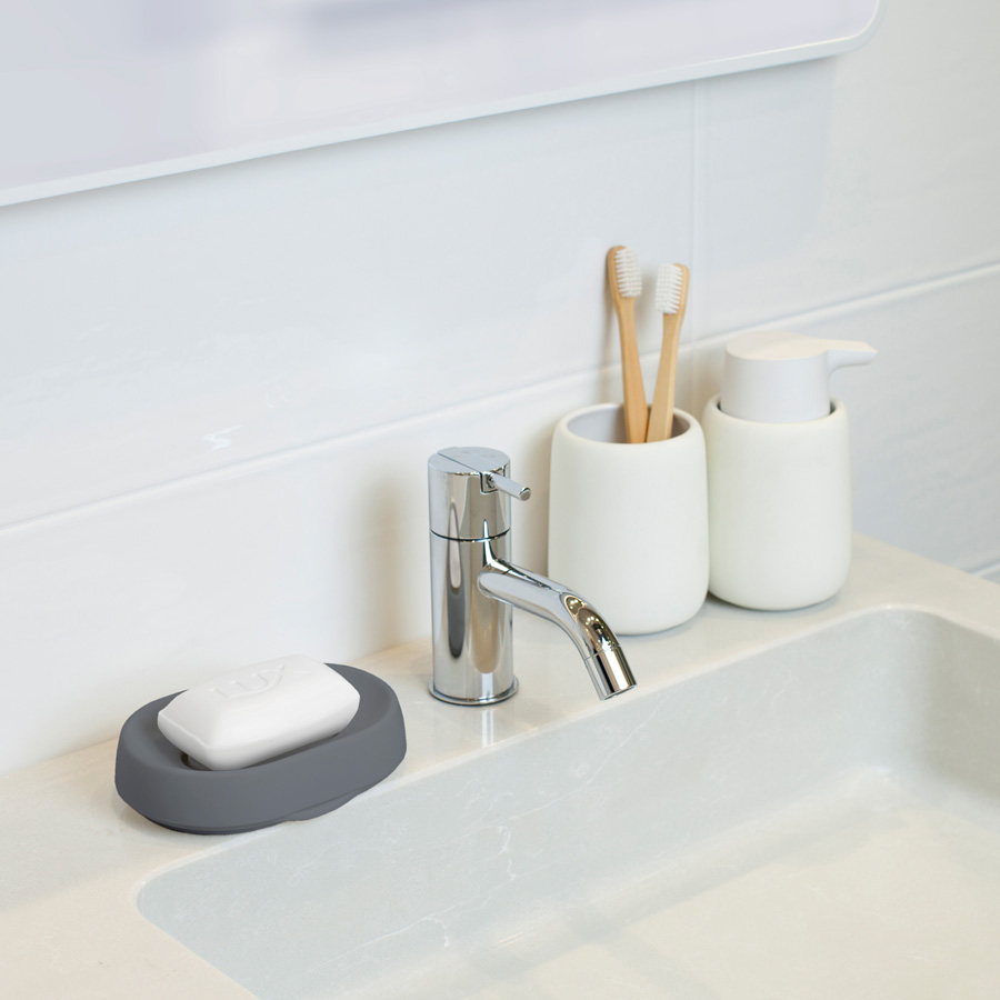 Tvålfat Soap Saver Flow PLUS. Oval - Grafitgrå. 14x10x3,5 cm. Silikon - 5