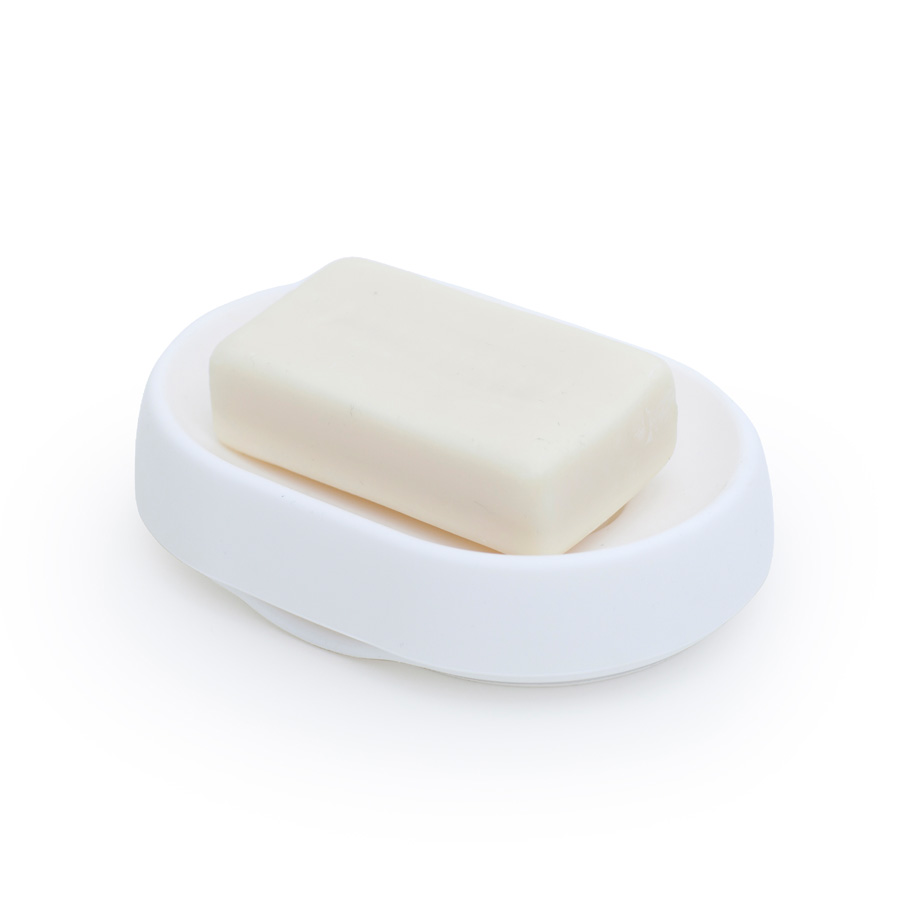 Tvålfat Soap Saver Flow PLUS. Oval - Vit. 14x10x3,5 cm. Silikon