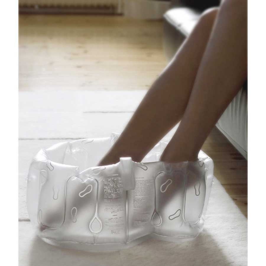 Uppblåsbart Fotbad med handtag - Frostvit.  26x38x20 cm. Återvunnen plast (vinyl, BPA fri) - 3