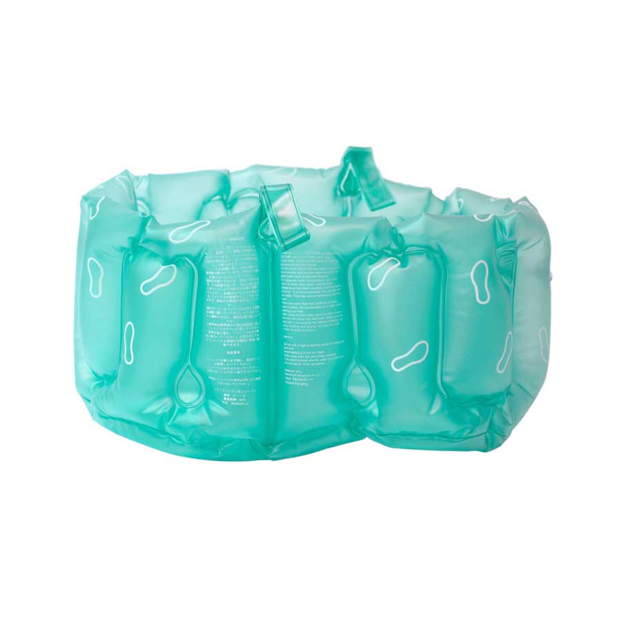Uppblåsbart Fotbad med handtag - Aqua grön. 26x38x20 cm. Återvunnen plast (vinyl)