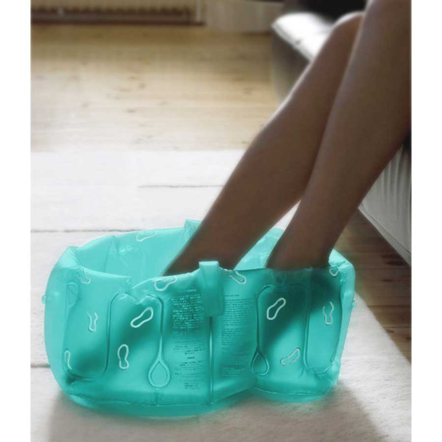 Uppblåsbart Fotbad med handtag - Aqua grön. 26x38x20 cm. Återvunnen plast (vinyl, BPA fri) - 3