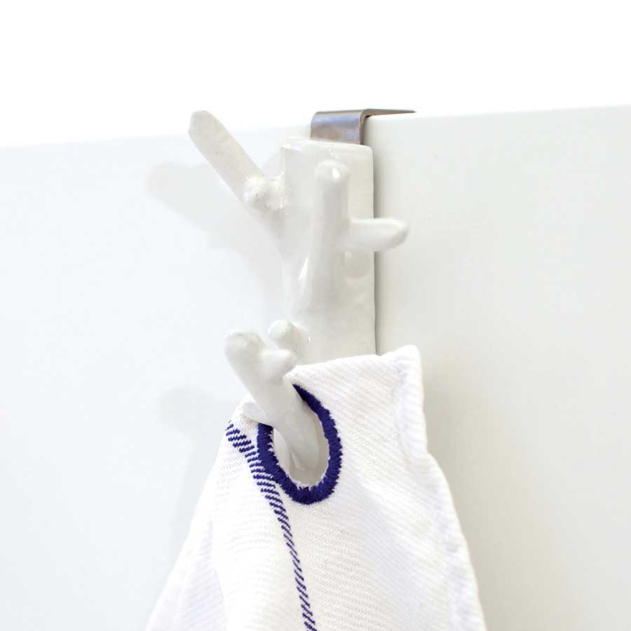 Hängare Branch Hanger Mini. Krok över kökslåda - Vit. 5,5x9x4 cm. Gjutjärn