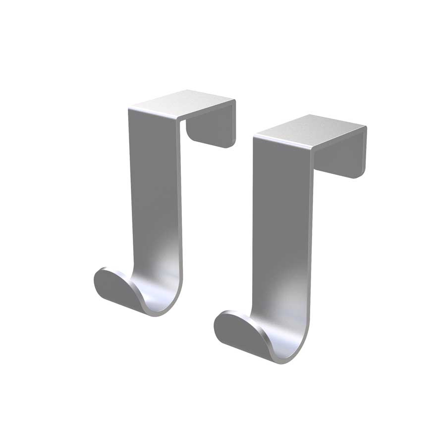 Enkel J-krok över kökslåda/skåp, 2-pack. Cabinet Hooks - Borstad. 1,6x5,1x2 cm. Borstat rostfritt stål - 1
