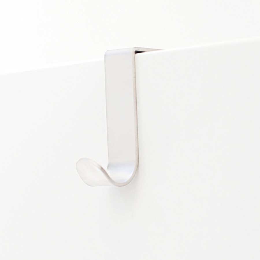 Enkel J-krok över kökslåda/skåp, 2-pack. Cabinet Hooks - Vit. 1,6x5,1x2 cm. Lackerat stål