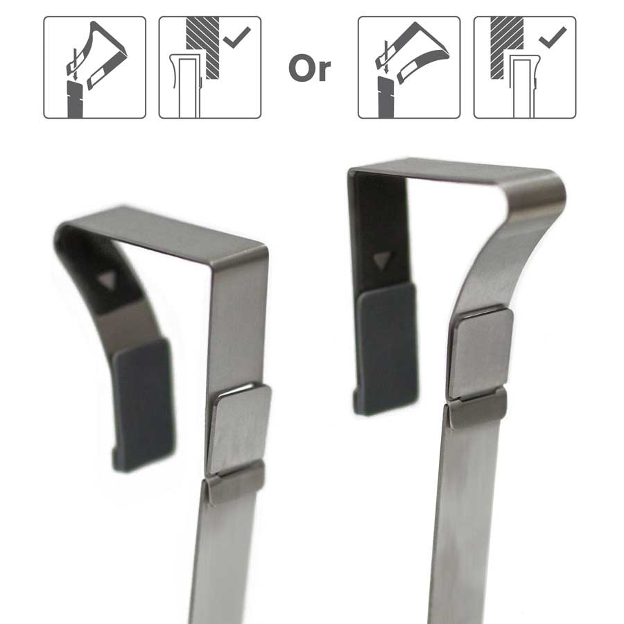 Flexibel hängare över dörren, 5 krokar. Smart Hooks - Borstad/Grå. 36,8x6,3x28,4 cm. Borstat rostfritt stål, silikon - 3