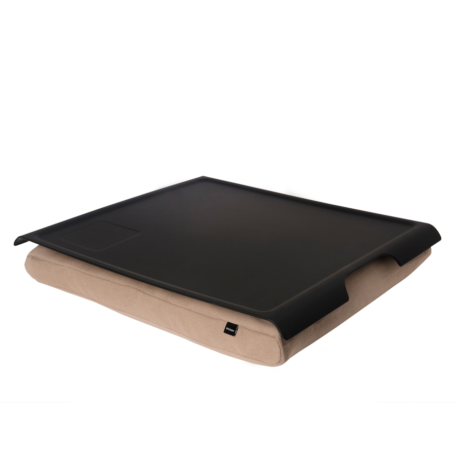 Laptray Antislip . Large - Svart/Beige. 46x38x6,5 cm. Plast/Bomull