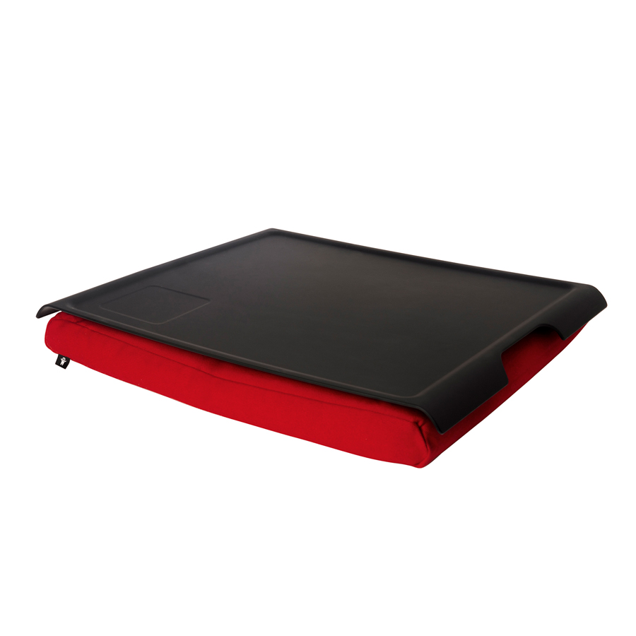 Laptray, Antislip - Svart/Röd. 46x38x6,5 cm. Plast/Bomull