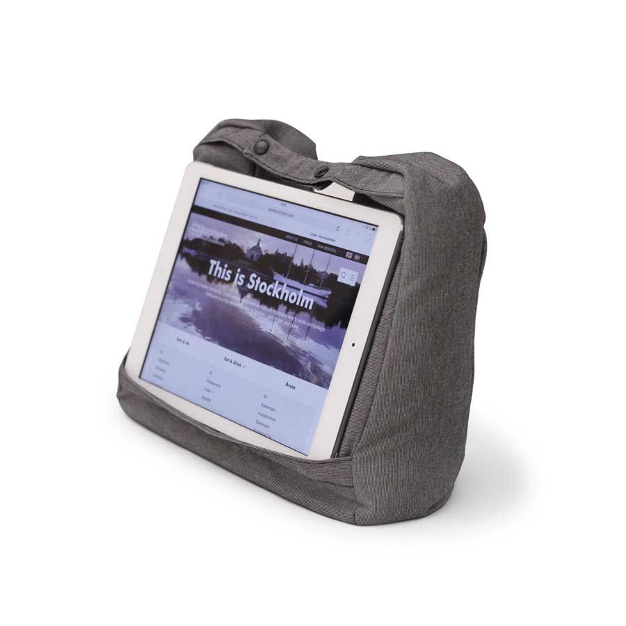 Tablet & Travel Pillow 2-in-1 - Salt & Pepper Grå kudde. 25x28x9 cm. Bomullsmix - 3