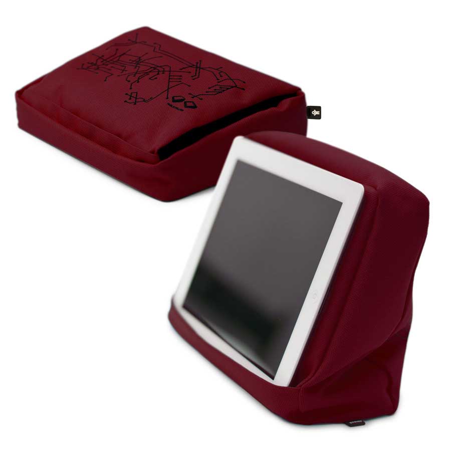 Tabletpillow Hitech 2 med förvaringsficka för iPad / tablet PC  Vinröd / Svart. Polyester