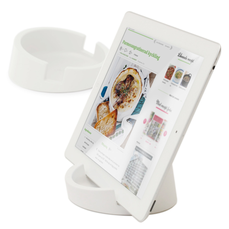 iPad ställ Kitchen Tablet Stand. Kokboksstöd för iPad/tablet PC - Vit. ø11,4 cm, 4,5 cm hög. Silikon