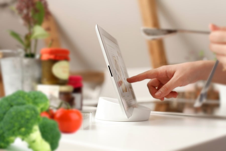 iPad ställ Kitchen Tablet Stand. Kokboksstöd för iPad/tablet PC - Vit. ø11,4 cm, 4,5 cm hög. Silikon - 3