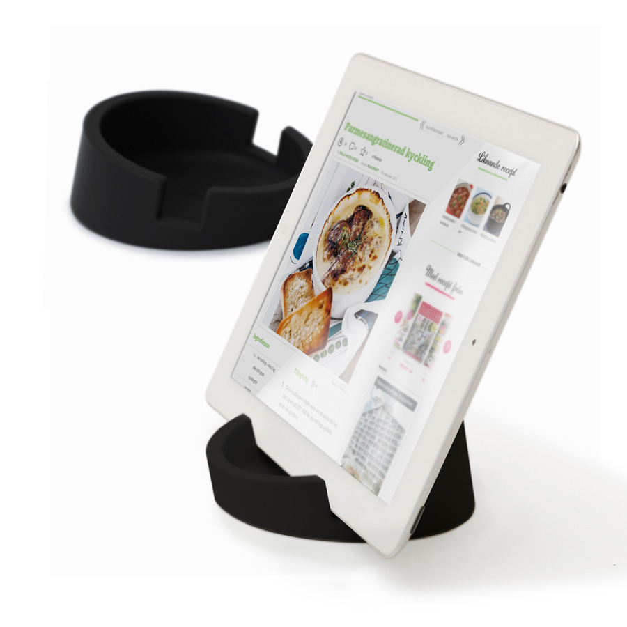 iPad ställ Kitchen Tablet Stand. Kokboksstöd för iPad/tablet PC - Svart. ø11,4 cm, 4,5 cm hög. Silikon