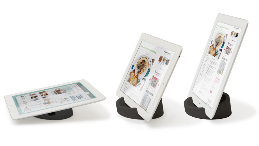 iPad ställ Kitchen Tablet Stand. Kokboksstöd för iPad/tablet PC - Svart. ø11,4 cm, 4,5 cm hög. Silikon - 2