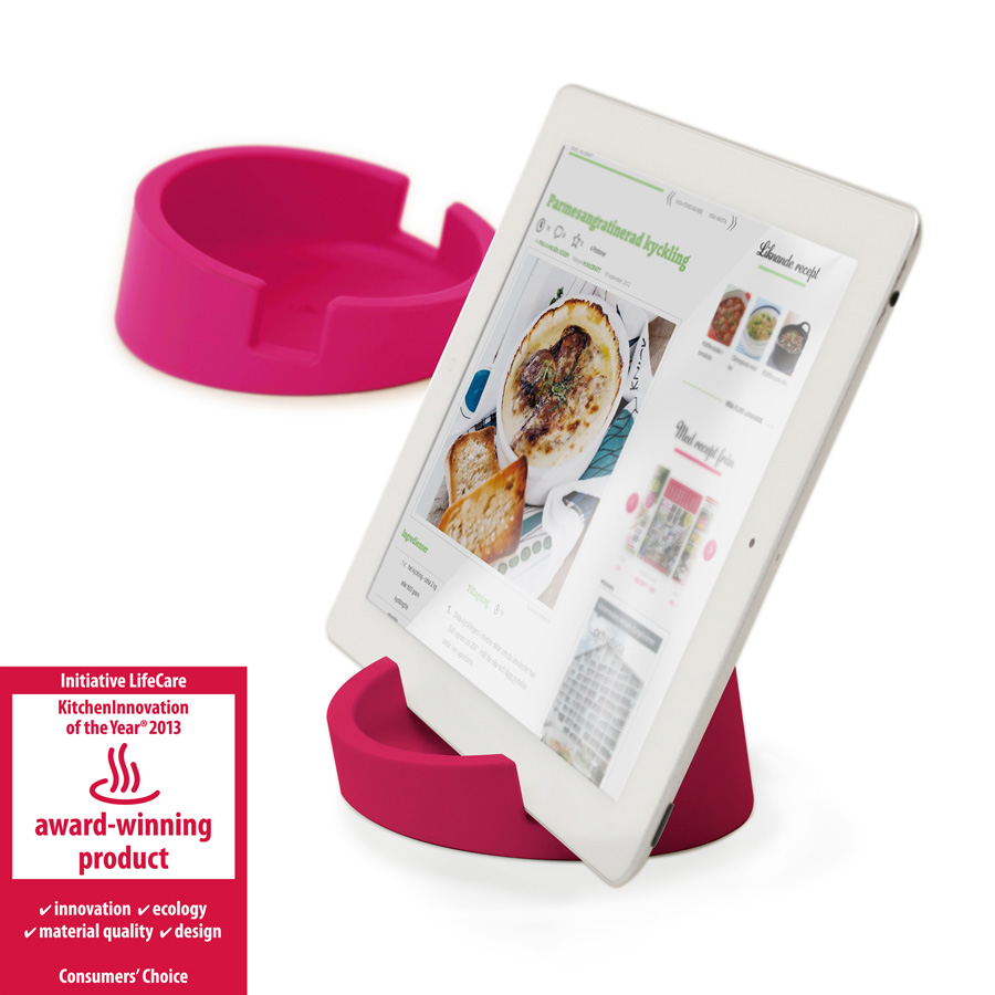 iPad ställ Kitchen Tablet Stand. Kokboksstöd för iPad/tablet PC - Cerise. ø11,4 cm, 4,5 cm hög. Silikon - 4