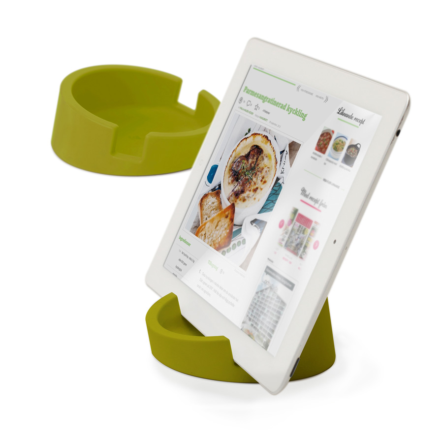 iPad ställ Kitchen Tablet Stand. Kokboksstöd för iPad/tablet PC - Limegrön. ø11,4 cm, 4,5 cm hög. Silikon