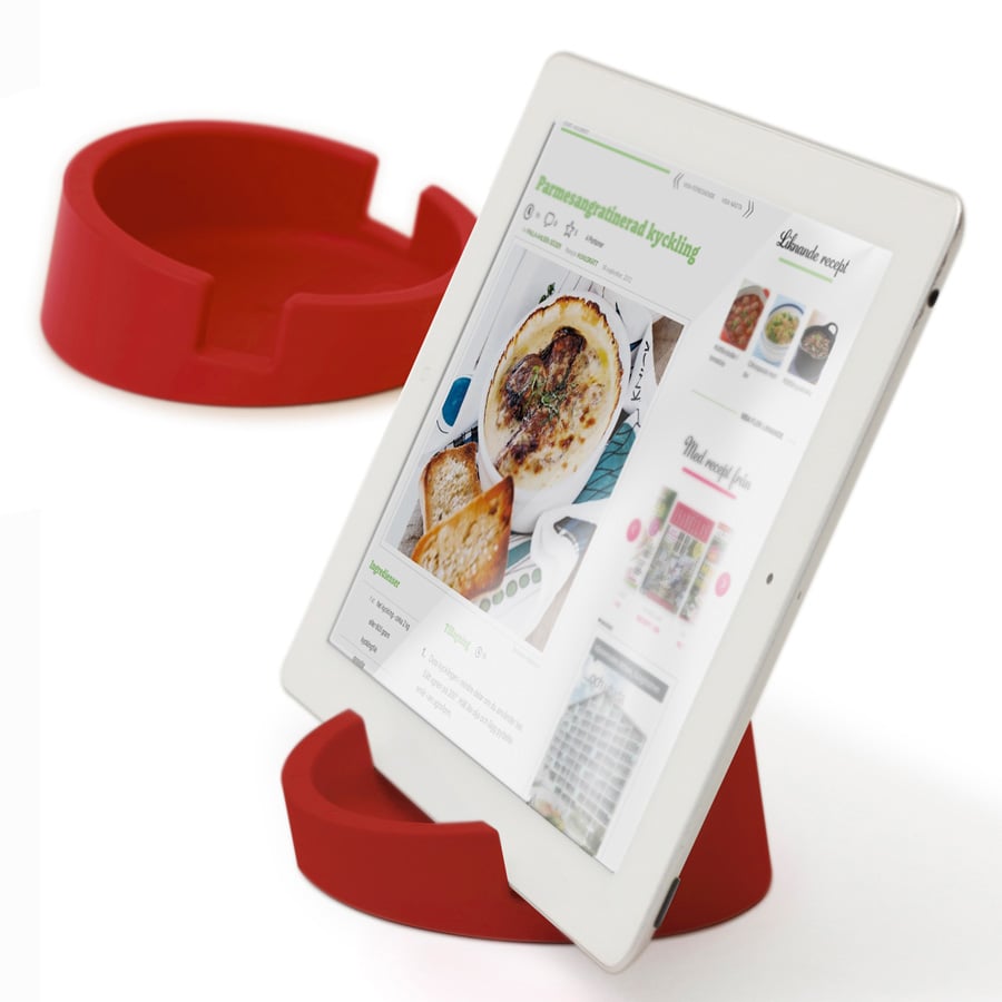 iPad ställ Kitchen Tablet Stand. Kokboksstöd för iPad/tablet PC - Röd. ø11,4 cm, 4,5 cm hög. Silikon