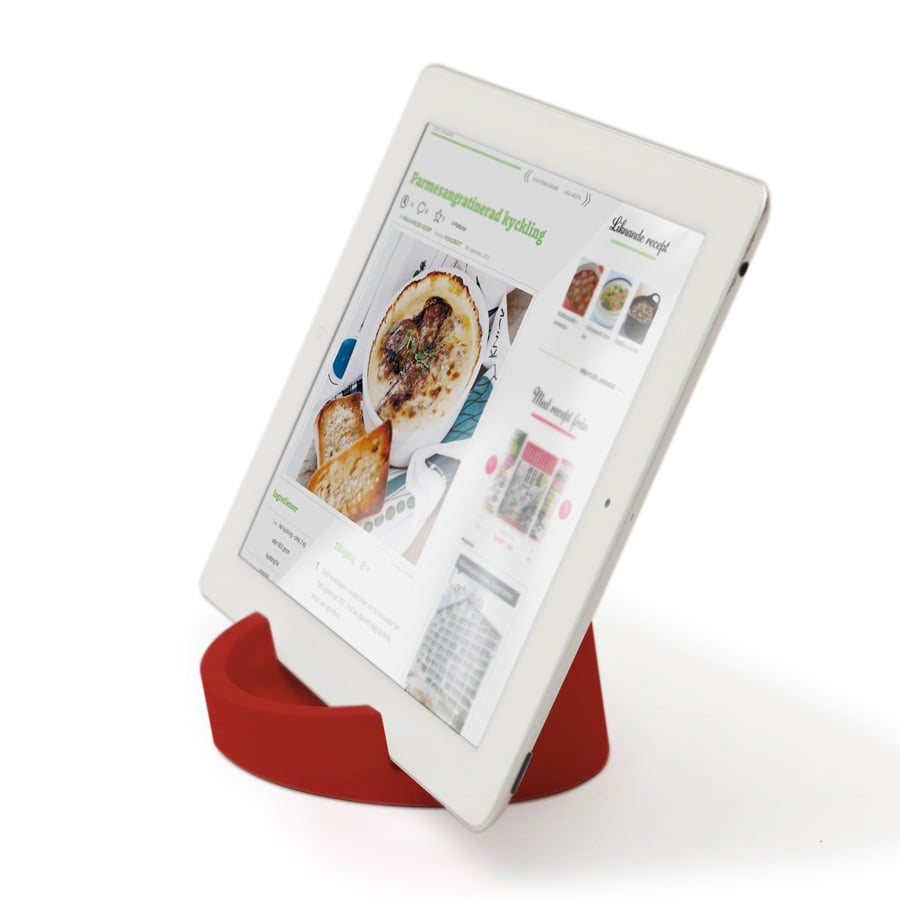 iPad ställ Kitchen Tablet Stand. Kokboksstöd för iPad/tablet PC - Röd. ø11,4 cm, 4,5 cm hög. Silikon - 2
