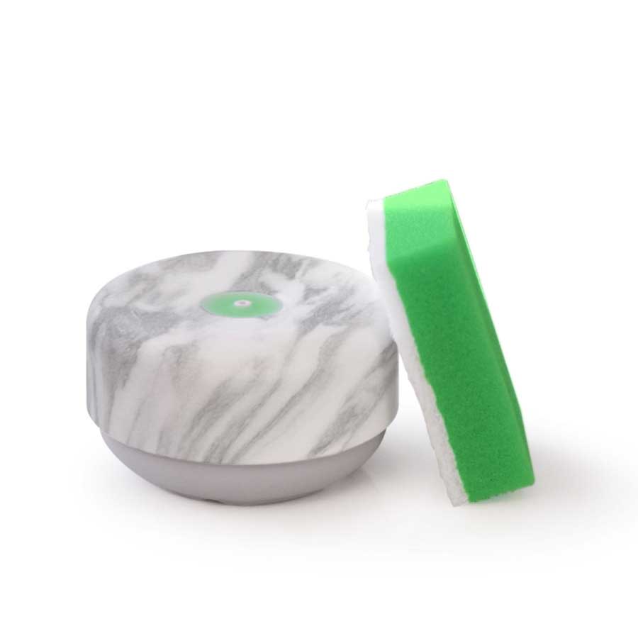 Miljövänlig Diskmedelspump Do-Dish™ - Ljus marmordekor/ Ljusgrå. ø11x6,5 cm. PET/Plast/Silikon