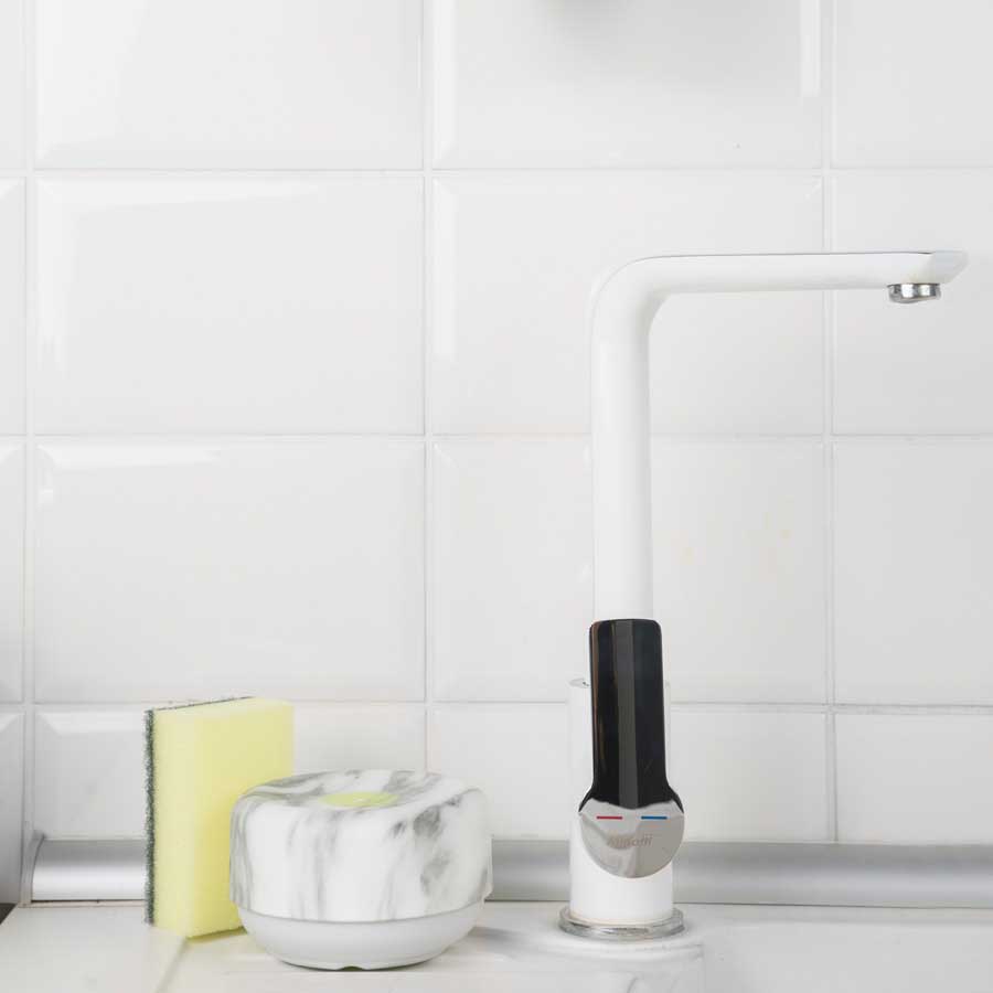 Miljövänlig Diskmedelspump Do-Dish™ - Ljus marmordekor/ Ljusgrå. ø11x6,5 cm. PET/Plast/Silikon - 4