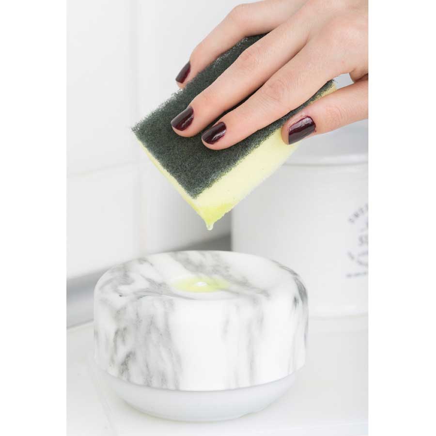 Miljövänlig Diskmedelspump Do-Dish™ - Ljus marmordekor/ Ljusgrå. ø11x6,5 cm. PET/Plast/Silikon - 5