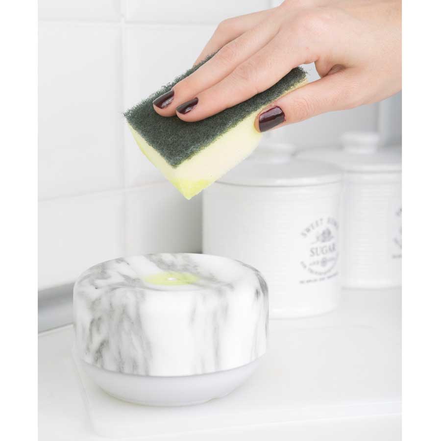 Miljövänlig Diskmedelspump Do-Dish™ - Ljus marmordekor/ Ljusgrå. ø11x6,5 cm. PET/Plast/Silikon - 6