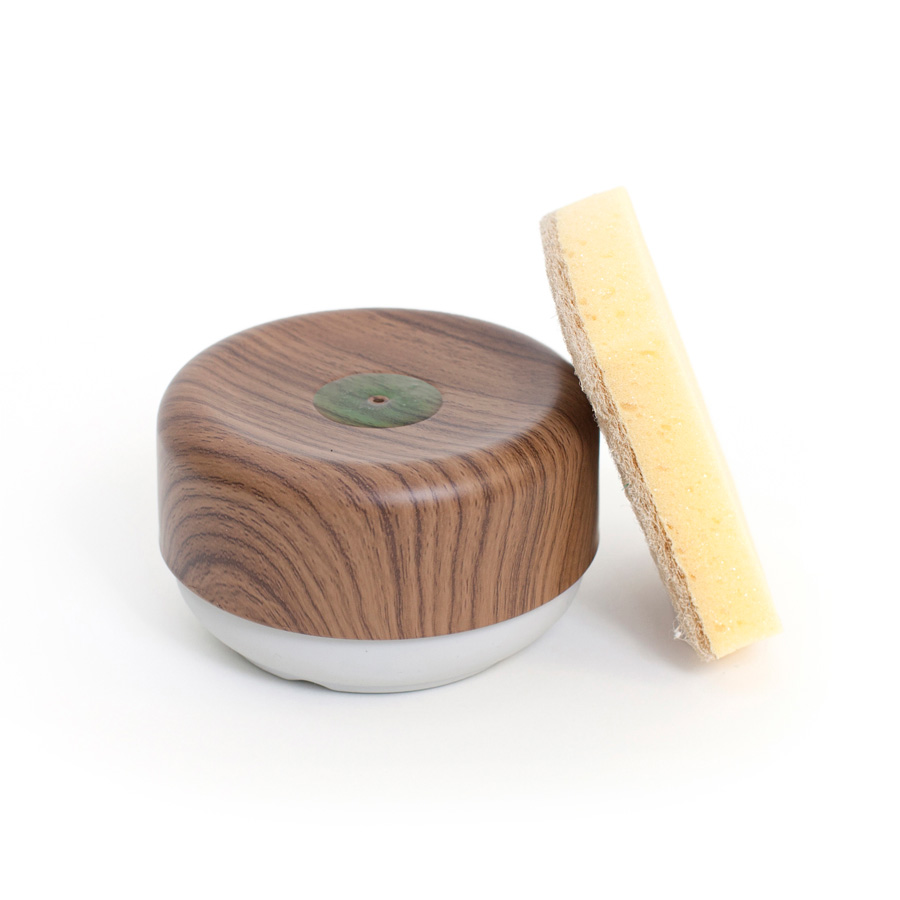 Miljövänlig Diskmedelspump Do-Dish™  - Mörk trädekor /Ljustgrå. ø11x6,5 cm. PET/Plast/Silikon