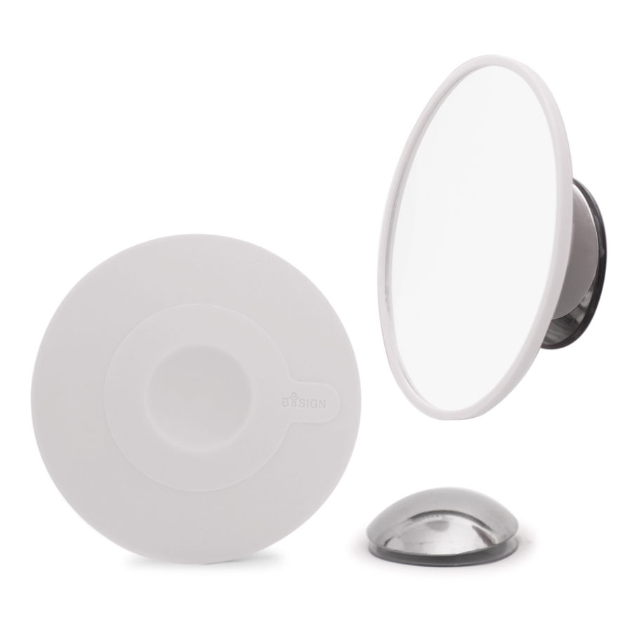 Löstagbar Make-up spegel X5. AirMirror™. Magnetfäste. Dolt sugproppsfäste. Vit ø 11,2 cm, 1,4 cm djup. Glas. Silikon - 8