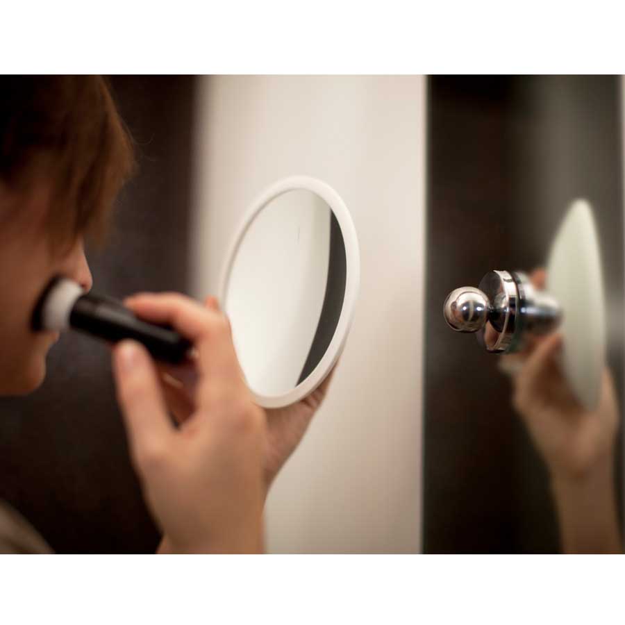 Löstagbar Make-up spegel X5. AirMirror™ Plus -  Vit. Magnetfäste. Dolt sugproppsfäste. ø 16,5 cm, 3 cm djup. Glas. Silikon - 3