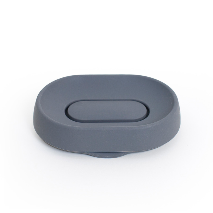 Mjukt Tvålfat med dold avrinningspip  Soap Saver Flow PLUS. Oval Grafitgrå. Silikon