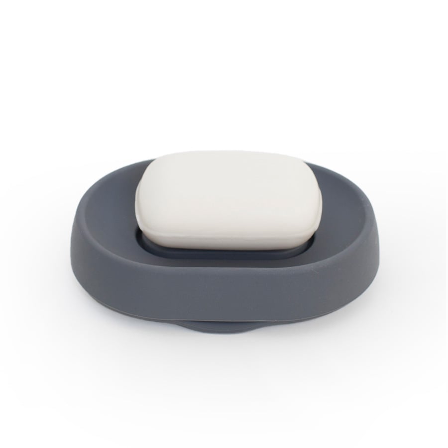Tvålfat Soap Saver Flow PLUS. Oval - Grafitgrå. 14x10x3,5 cm. Silikon - 4