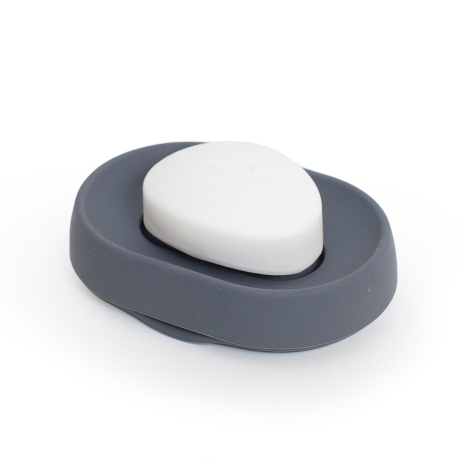 Tvålfat Soap Saver Flow PLUS. Oval - Grafitgrå. 14x10x3,5 cm. Silikon - 8