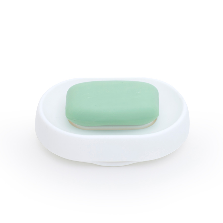 Tvålfat Soap Saver Flow PLUS. Oval - Vit. 14x10x3,5 cm. Silikon - 7