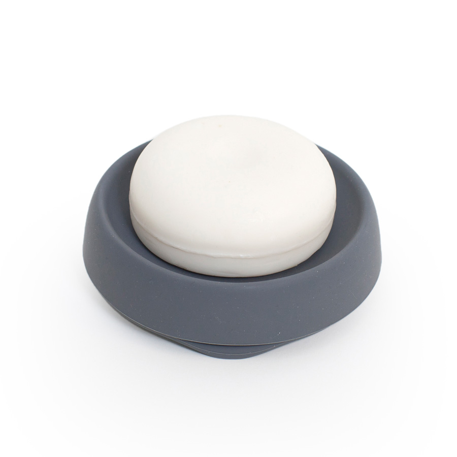 Tvålfat Soap Saver Flow PLUS. Round - Grafitgrå. 12x3,5 cm. Silikon