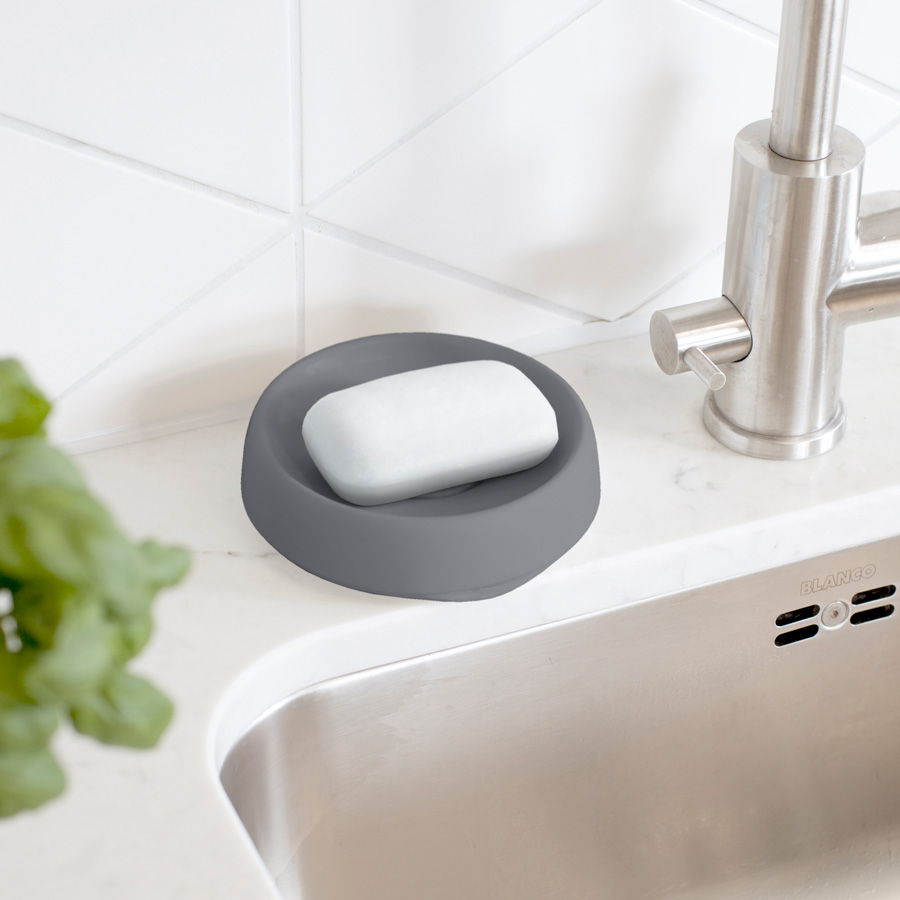 Tvålfat Soap Saver Flow PLUS. Round - Grafitgrå. 12x3,5 cm. Silikon - 1