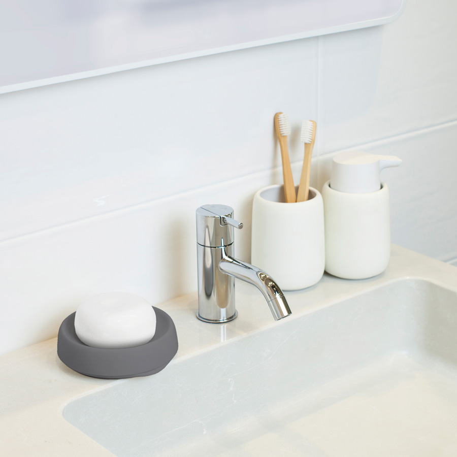 Tvålfat Soap Saver Flow PLUS. Round - Grafitgrå. 12x3,5 cm. Silikon - 5