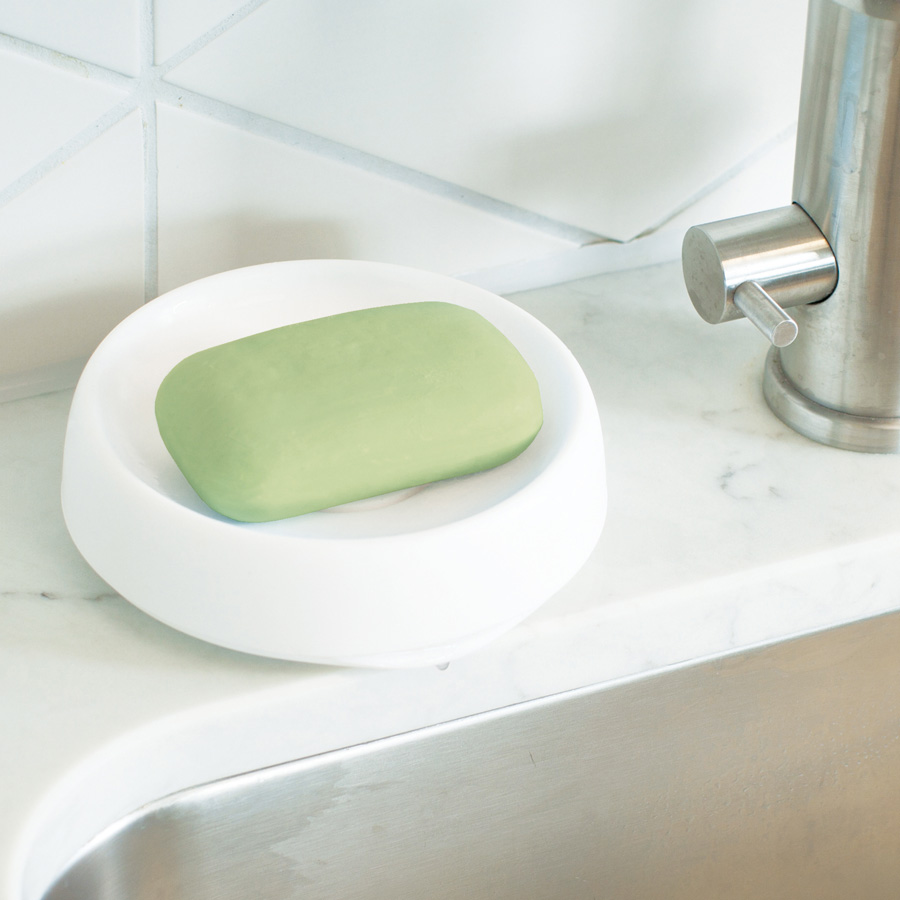Tvålfat Soap Saver Flow PLUS. Round  - Vit 12x3,5 cm. Silikon - 1