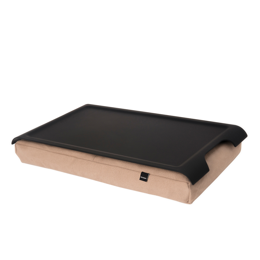 Mini Laptray Antislip Svart/Sand - 43x23x6,5 cm. Plast/Bomull