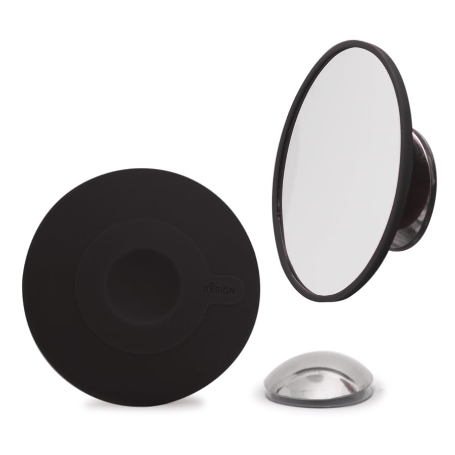 Löstagbar Make-up spegel X20. AirMirror™ - Svart. Magnetfäste. Dolt sugproppsfäste. ø 11,2 cm, 1,4 cm djup. Glas. Silikon - 6