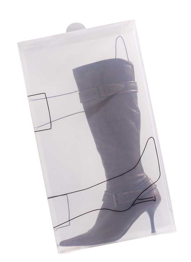 Skobox för stövlar, 2-pack - Klar/Svart. 54x30x12,5 cm. Plast - 2