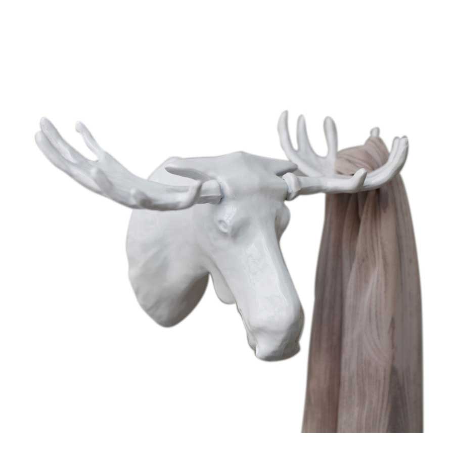 Moose Hook - Blank Vit. 22x12,5x13,8 cm. Lackerad gjuten zink