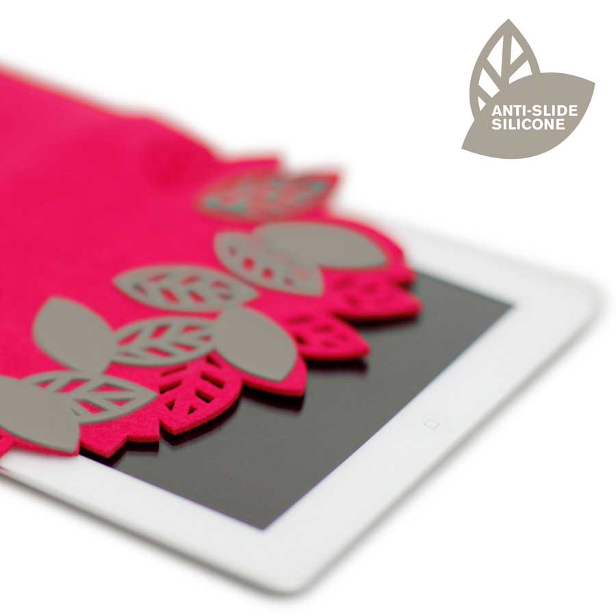 iPad Stand/Sleeve Leaf - Rubin röd / Grå. 28x21,5x0,6 cm. Filt